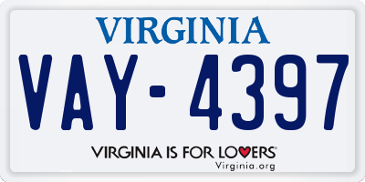 VA license plate VAY4397