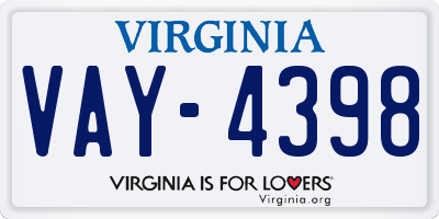 VA license plate VAY4398