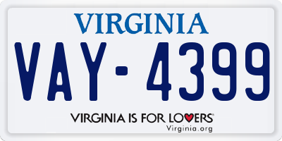 VA license plate VAY4399