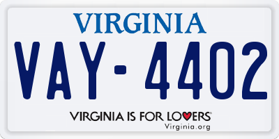 VA license plate VAY4402