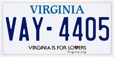 VA license plate VAY4405