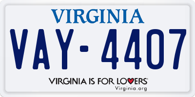 VA license plate VAY4407