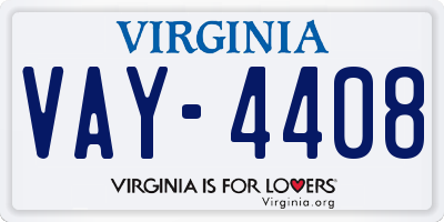 VA license plate VAY4408