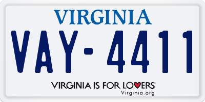 VA license plate VAY4411