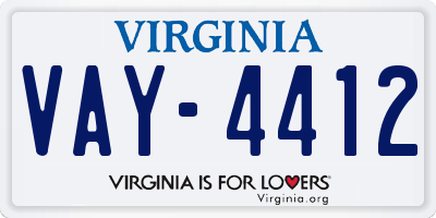 VA license plate VAY4412