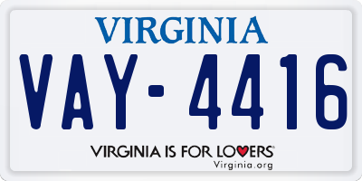 VA license plate VAY4416