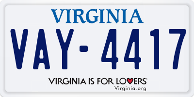 VA license plate VAY4417