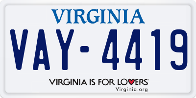 VA license plate VAY4419