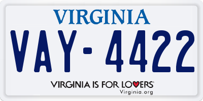VA license plate VAY4422