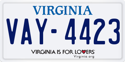 VA license plate VAY4423