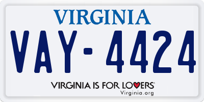 VA license plate VAY4424