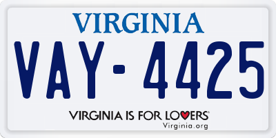 VA license plate VAY4425