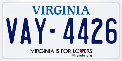 VA license plate VAY4426