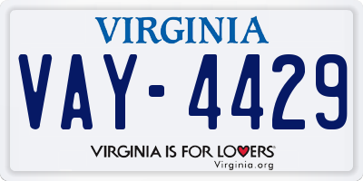 VA license plate VAY4429