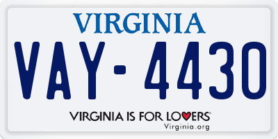 VA license plate VAY4430