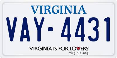 VA license plate VAY4431