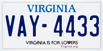 VA license plate VAY4433
