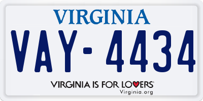 VA license plate VAY4434