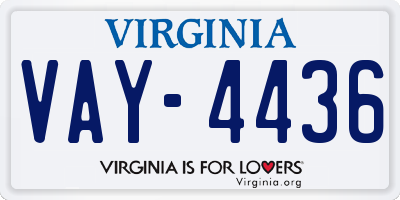 VA license plate VAY4436