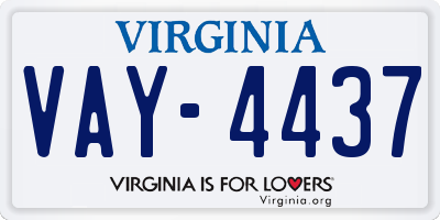 VA license plate VAY4437