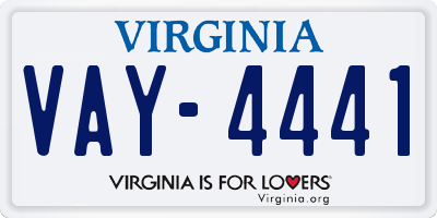 VA license plate VAY4441