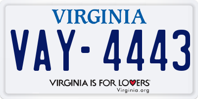 VA license plate VAY4443