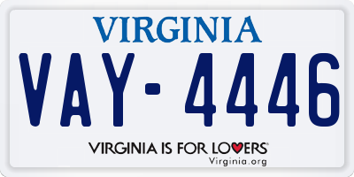 VA license plate VAY4446