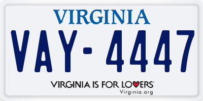 VA license plate VAY4447