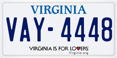 VA license plate VAY4448