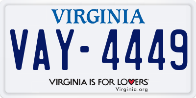 VA license plate VAY4449