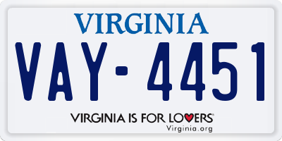 VA license plate VAY4451