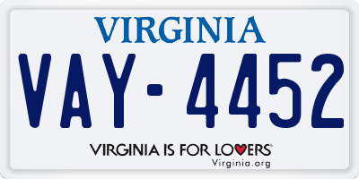 VA license plate VAY4452