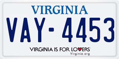 VA license plate VAY4453