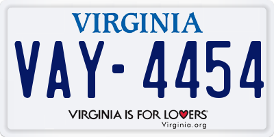 VA license plate VAY4454