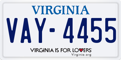 VA license plate VAY4455