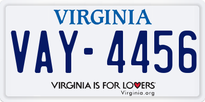 VA license plate VAY4456