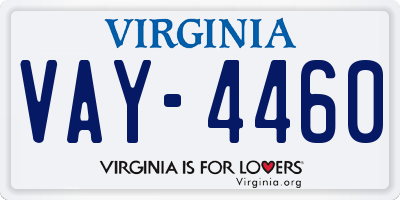VA license plate VAY4460
