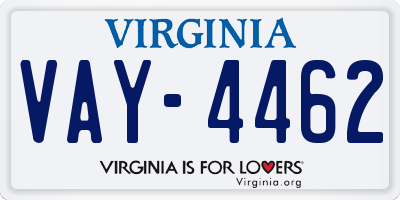 VA license plate VAY4462