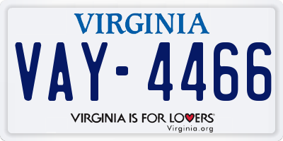 VA license plate VAY4466