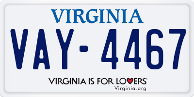 VA license plate VAY4467