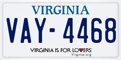 VA license plate VAY4468
