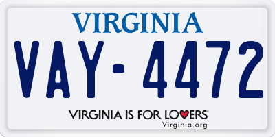 VA license plate VAY4472