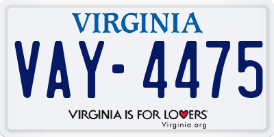 VA license plate VAY4475