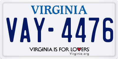 VA license plate VAY4476