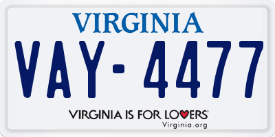VA license plate VAY4477