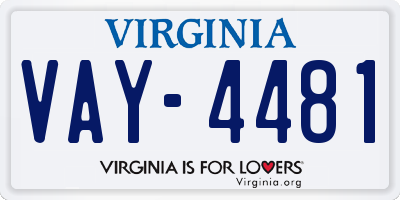 VA license plate VAY4481