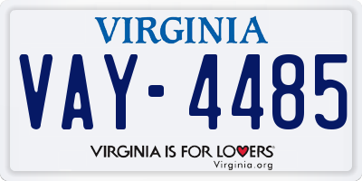 VA license plate VAY4485