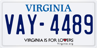 VA license plate VAY4489