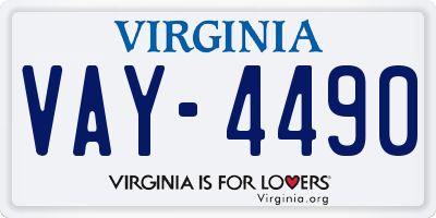 VA license plate VAY4490