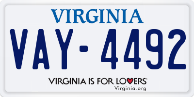 VA license plate VAY4492